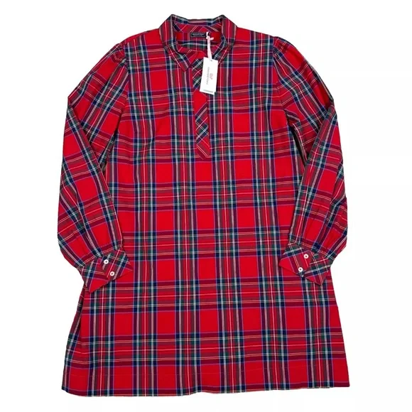 white christmas dresses Vineyard Vines Holiday Dress, Cream/Red Plaid Girls Size M (10/12)